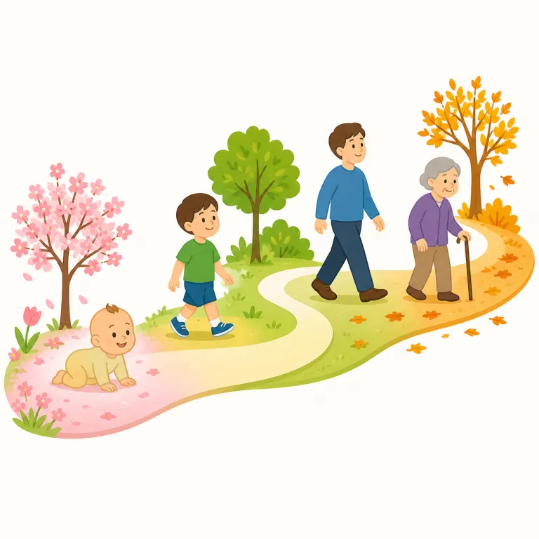 lifetime（生涯・名詞）の覚え方イラスト — `lifetime` は `life + time` と見て、人が生まれてから死ぬまでの「一生の時間幅」として覚える