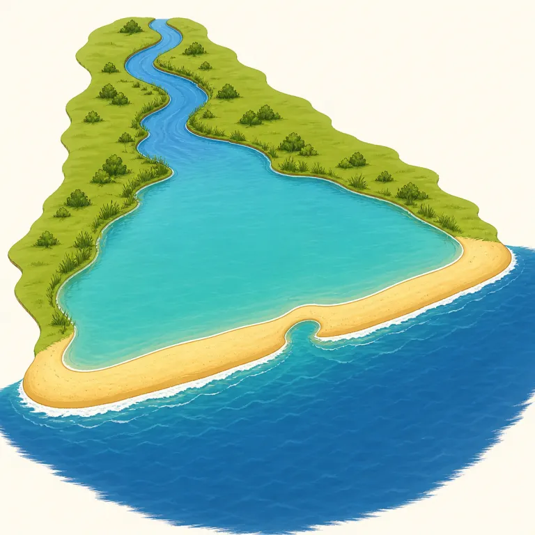 liman（三角江（リマン）・名詞）の覚え方イラスト — 地形用語としては estuary（河口）や lagoon（潟湖）との中間像で覚えると残りやすい語です