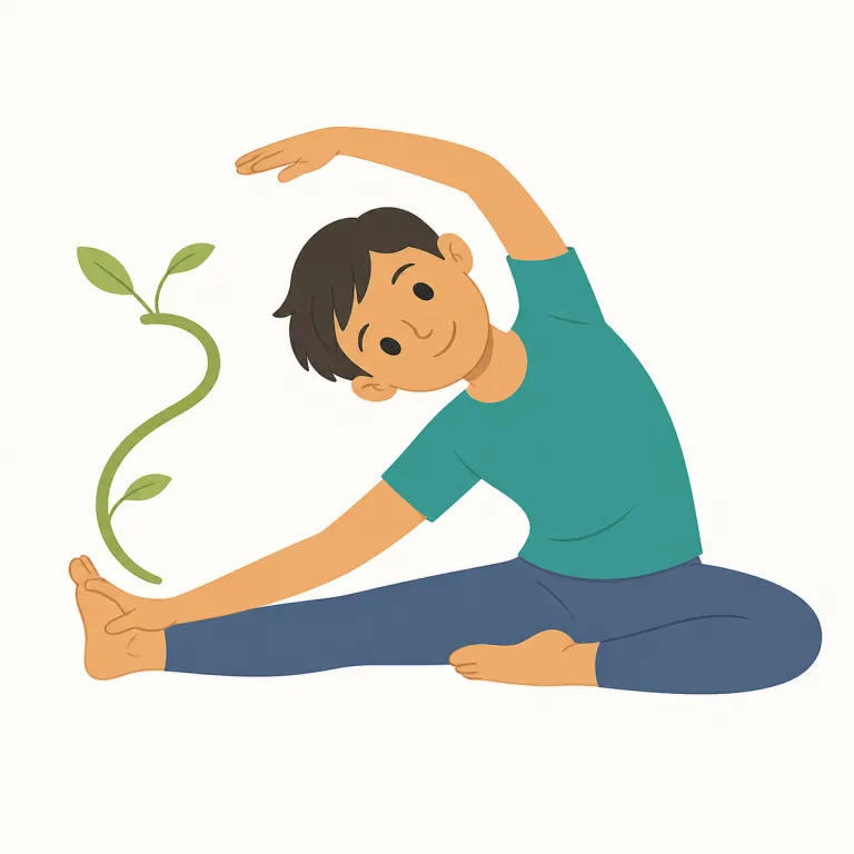 limber（柔軟な・形容詞）の覚え方イラスト — 形容詞 limber は stiff「こわばった」の反対として、体が軽く曲がり、動きに抵抗がない様子を思い浮かべます