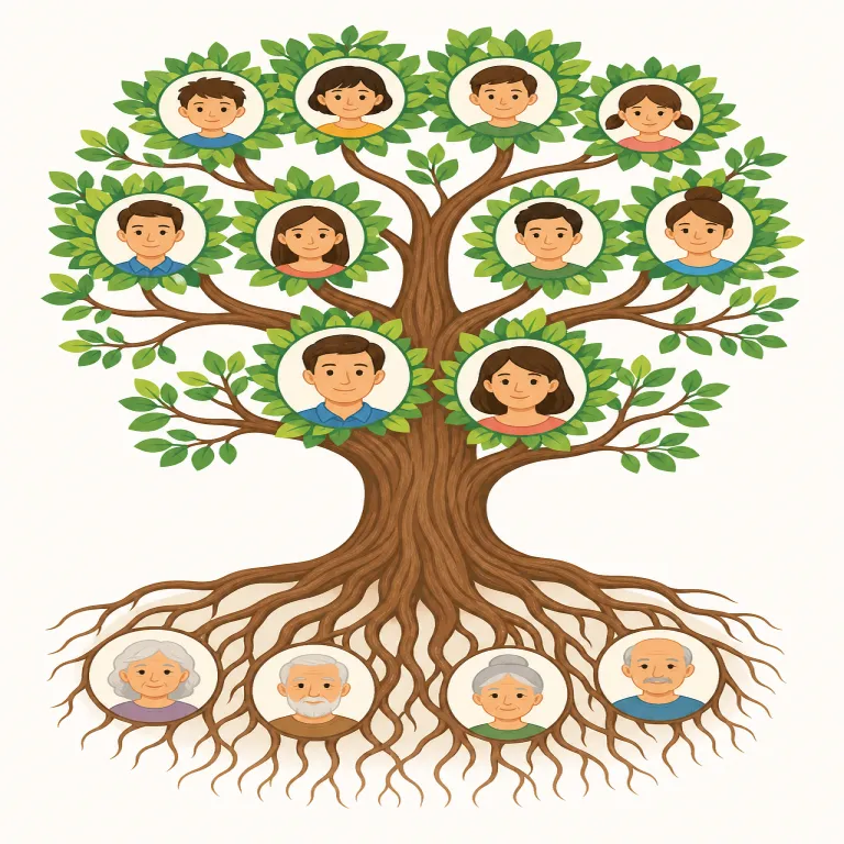 lineage（系統・noun）の覚え方イラスト