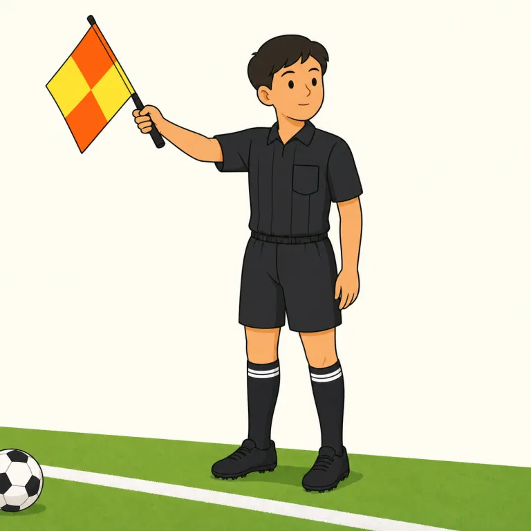 linesman（線審・名詞）の覚え方イラスト — まず line が見えれば十分で、「線を見る役の人」と分解して覚えると残りやすい語です