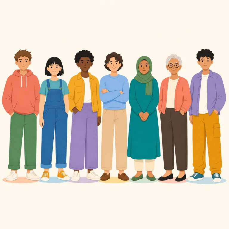 lineup（顔ぶれ・名詞）の覚え方イラスト — line up「一列に並ぶ」を名詞にして、並んでいる人や物をまとめて見た「顔ぶれ」と覚えるとよい