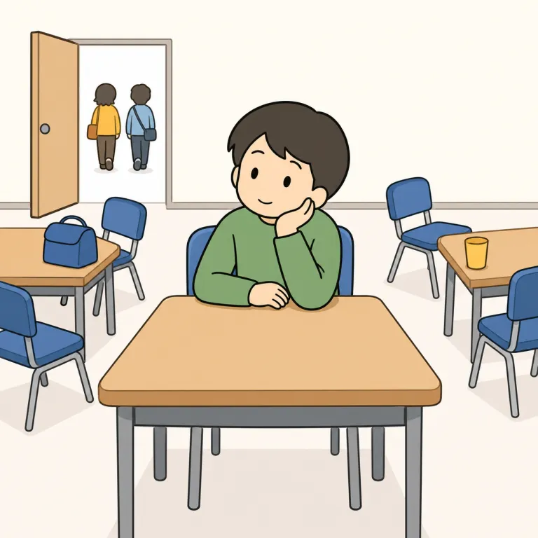 linger（居残る・verb）の覚え方イラスト