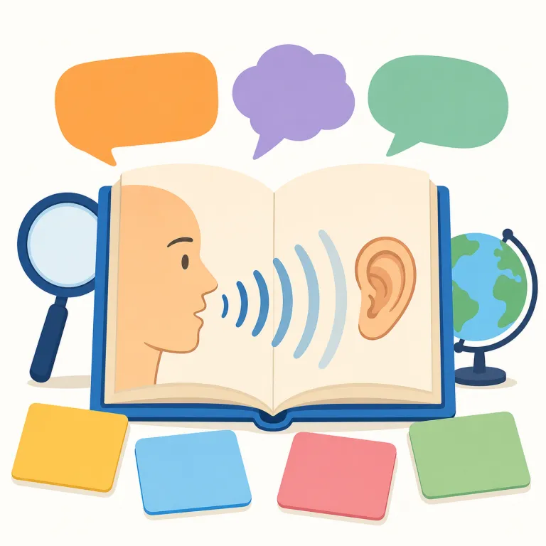 linguistics（言語学・名詞）の覚え方イラスト — linguist（言語学者）や bilingual（2言語を話す）を知っていれば、lingu- が「言語」関連だと見抜ける