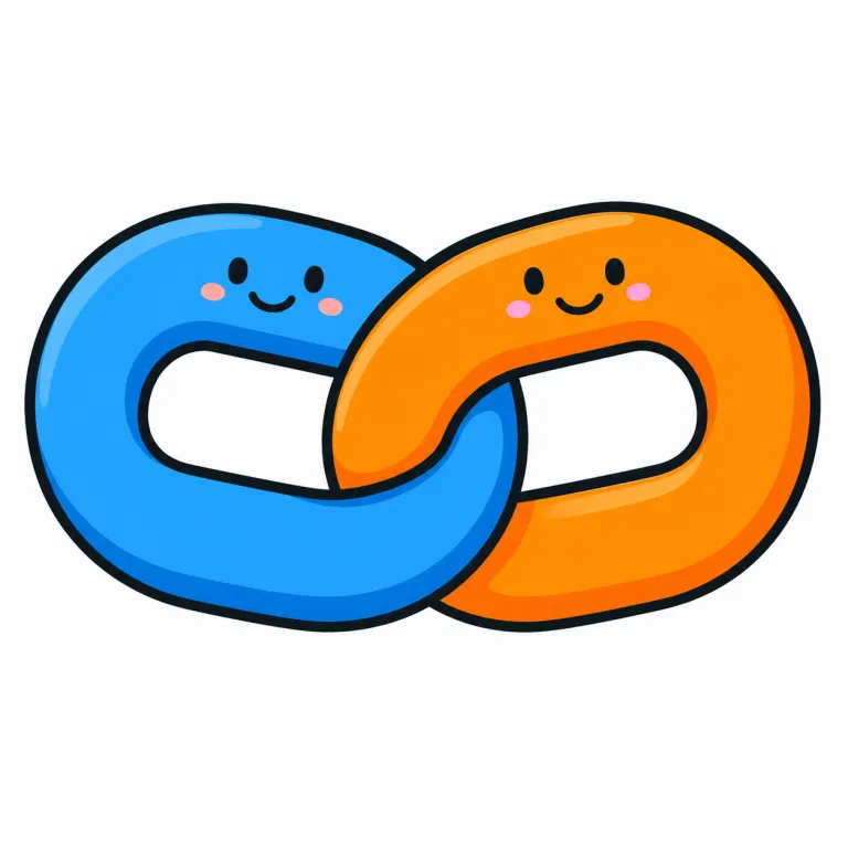 linked（つながった・adjective）の覚え方イラスト