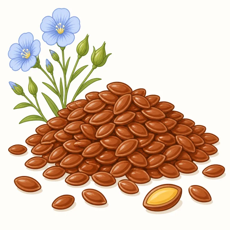 linseed（亜麻仁・名詞）の覚え方イラスト — linseed は seed を含むので、植物の種子に関係する語だと見抜けます