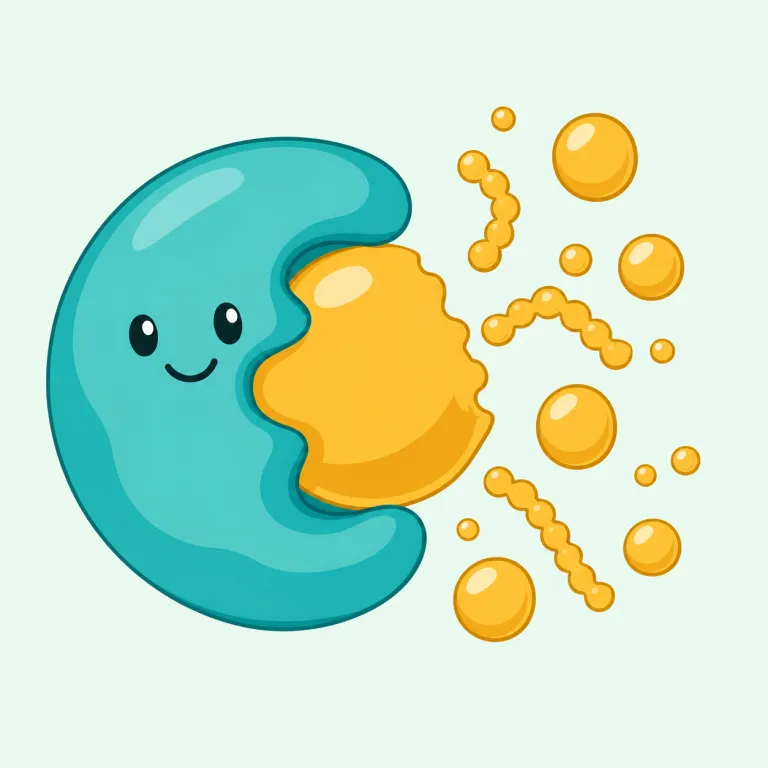 lipase（リパーゼ・名詞）の覚え方イラスト — 「リパーゼ」は英語 lipase をそのまま日本語化した、医学・生物学で使う酵素名として覚えます