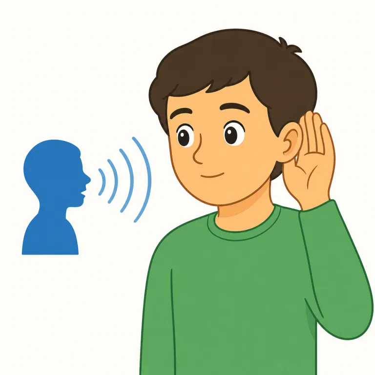 listener（リスナー・名詞）の覚え方イラスト