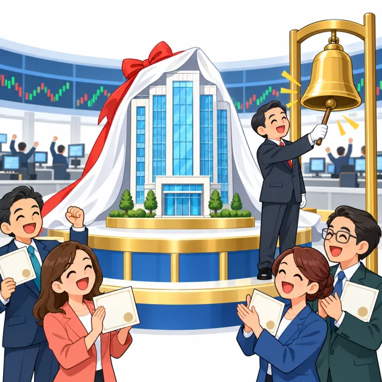 listing（上場・noun）の覚え方イラスト