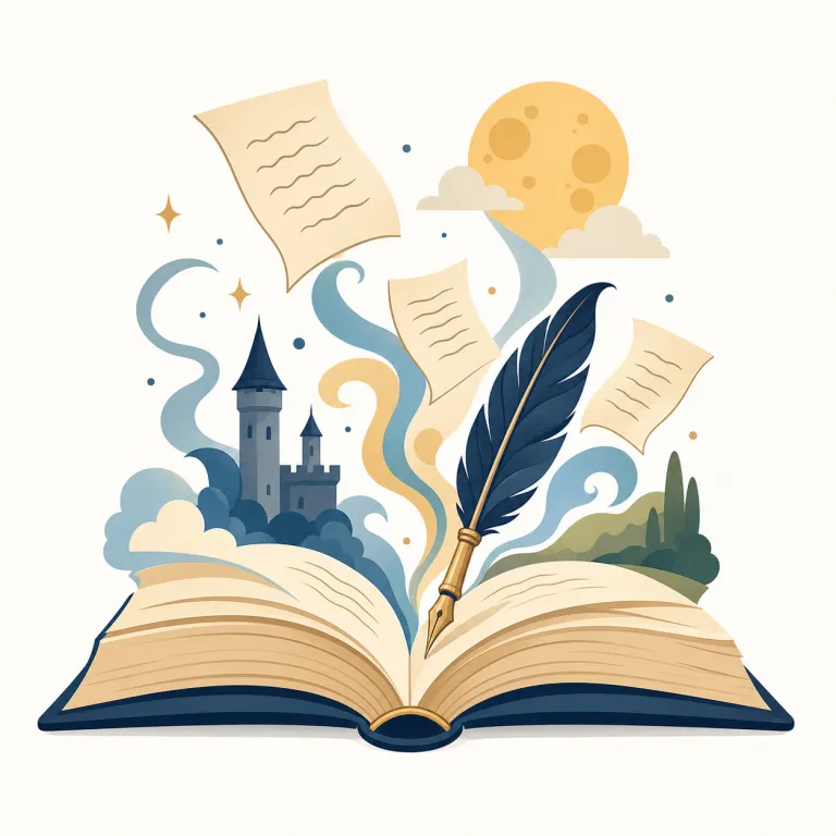 literary（文学的な・形容詞）の覚え方イラスト — literary は literature「文学」から連想すると覚えやすい形容詞です
