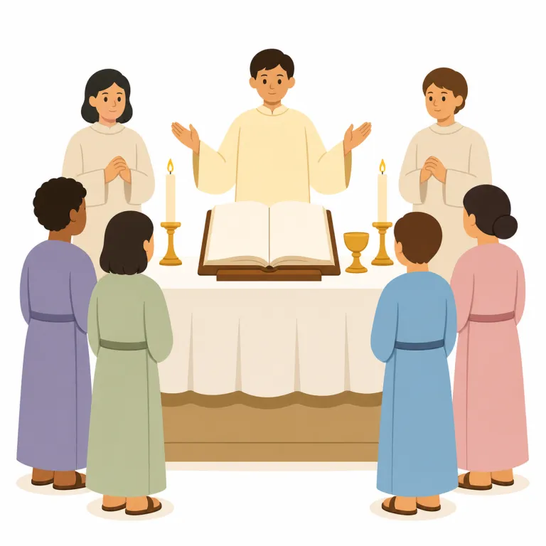 liturgy（典礼・名詞）の覚え方イラスト — まず形でセットにすると覚えやすい語です