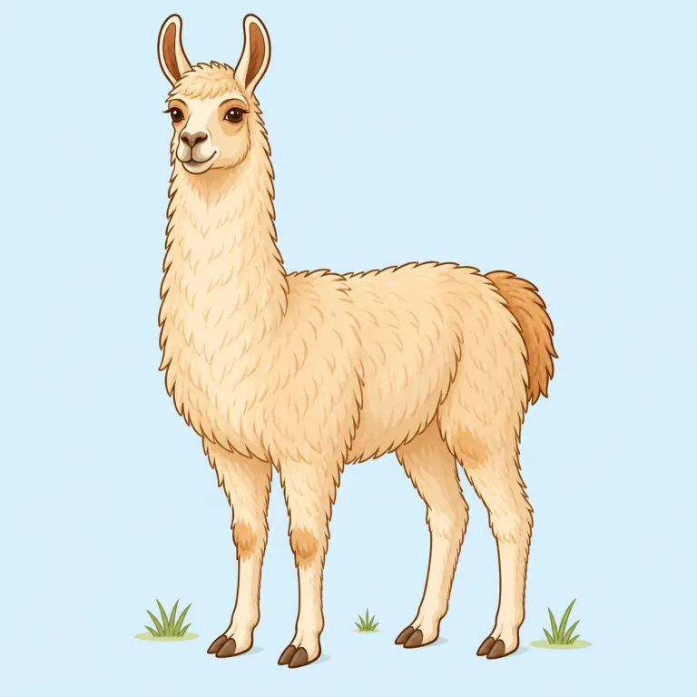 llama（ラマ・名詞）の覚え方イラスト — llama は単独で覚えるより、alpaca とセットで区別すると残りやすいです