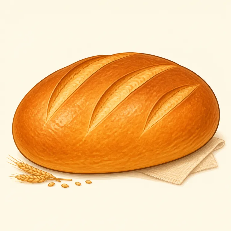 loaf（パン一斤・名詞）の覚え方イラスト — loaf は薄く切る前の、ひとかたまりのパンを表す