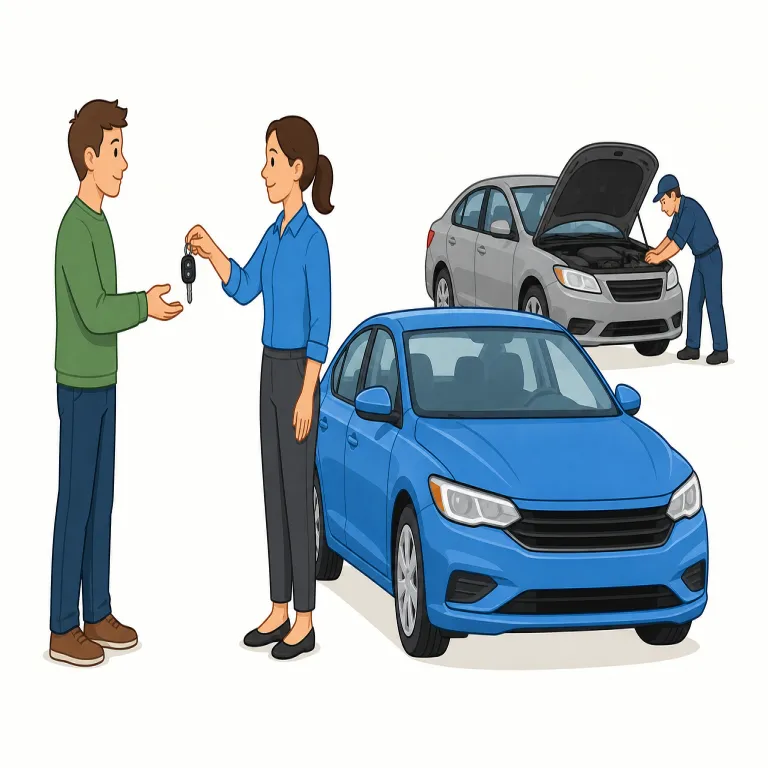 loaner（代車・代替機・名詞）の覚え方イラスト — loaner は loan「貸す」に -er が付いた語で、「一時的に貸されるもの」が核です