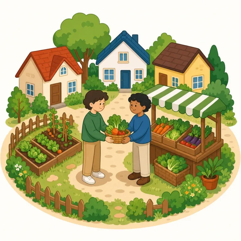 locally（地元で、地域で・副詞）の覚え方イラスト — local は「特定の場所に関する」という語で、locally はその副詞形です