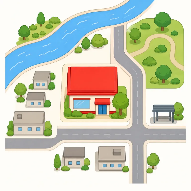 locational（位置の、立地の・形容詞）の覚え方イラスト — location（場所・所在地）がそのまま土台にあり、そこに形容詞の -al が付いて「場所に関する」と考えると覚えやすい語です