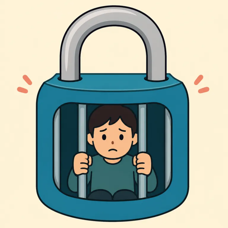 lock（閉じ込める・verb）の覚え方イラスト
