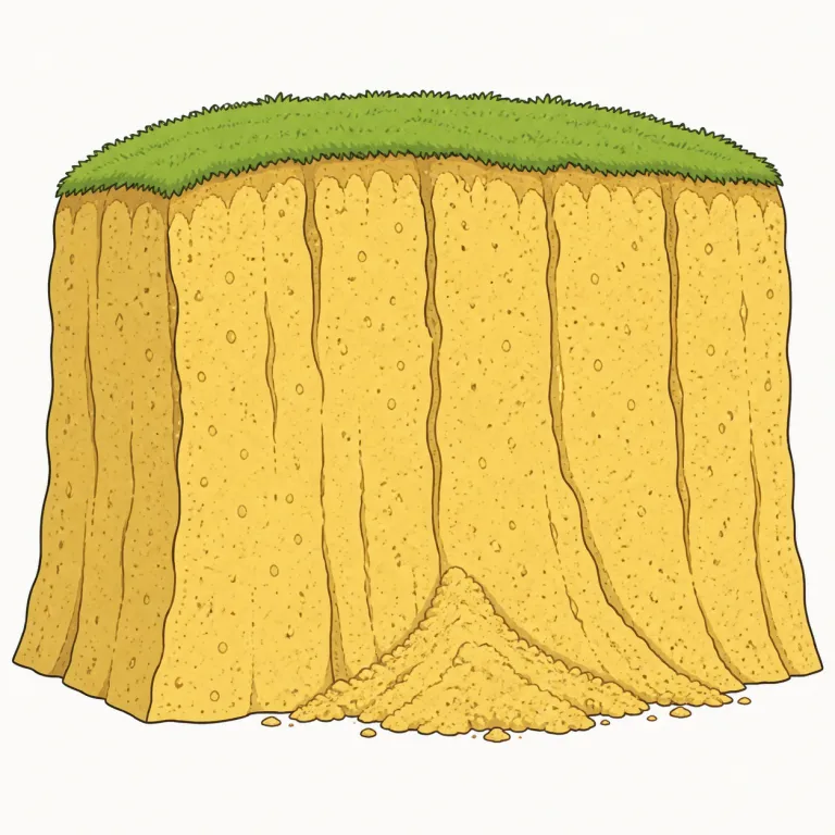 loess（黄土・noun）の覚え方イラスト