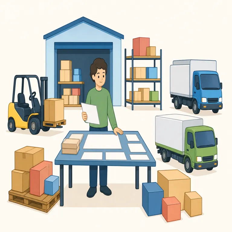 logistical（兵站の、運営上の・形容詞）の覚え方イラスト — まず logistics（物流・兵站・運営実務）を知っていれば、その形容詞が logistical