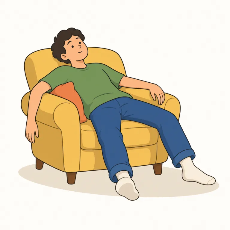 loll（だらりとする・動詞）の覚え方イラスト — このエントリの loll は、体の一部や姿勢が力なく「だらり」と垂れる意味で覚える