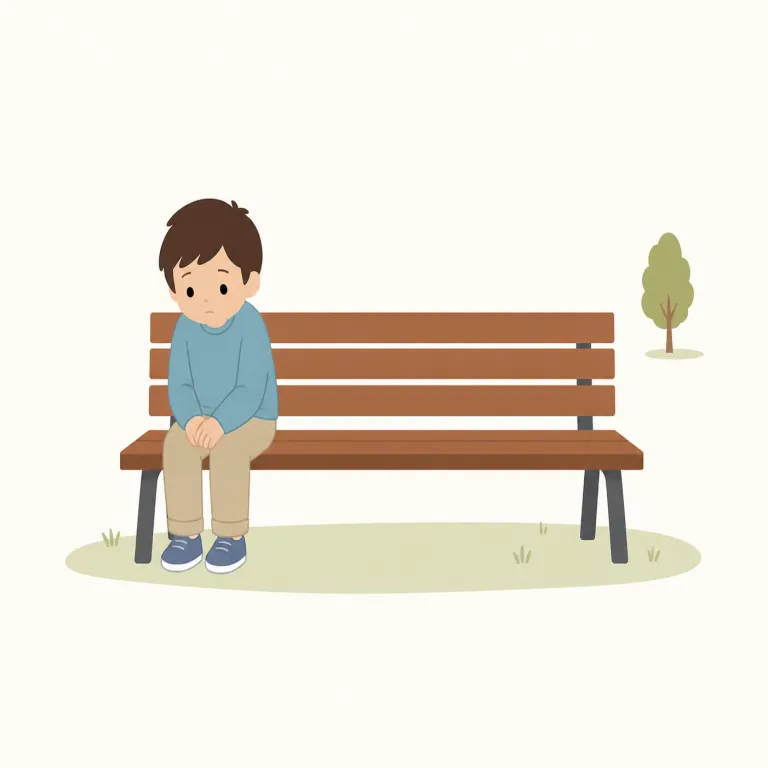 lonely（寂しい・形容詞）の覚え方イラスト — lonely は、単に一人でいる事実ではなく、そのために心が満たされず「寂しい」と感じる感情を表します