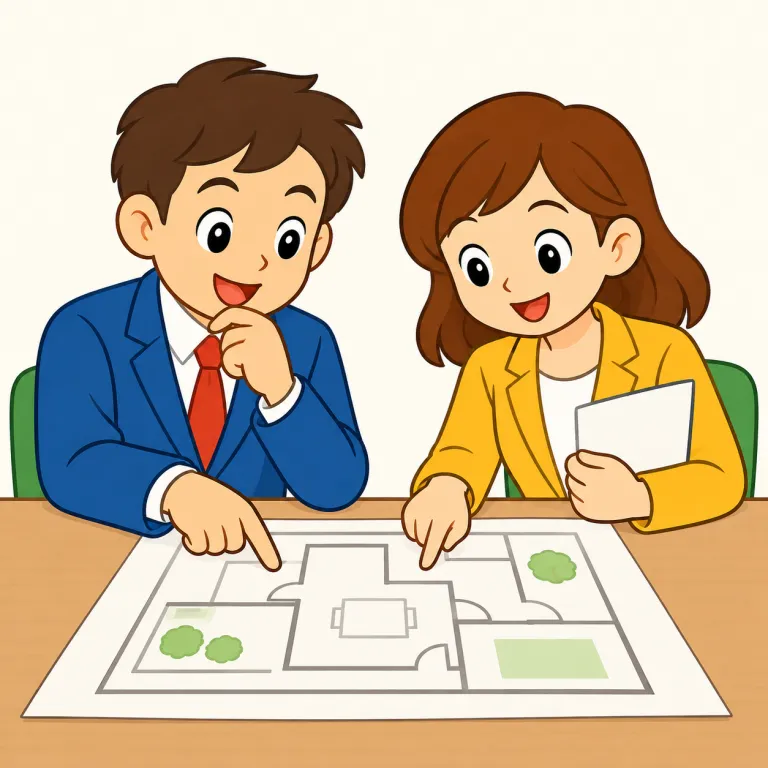 look at（検討する・verb）の覚え方イラスト