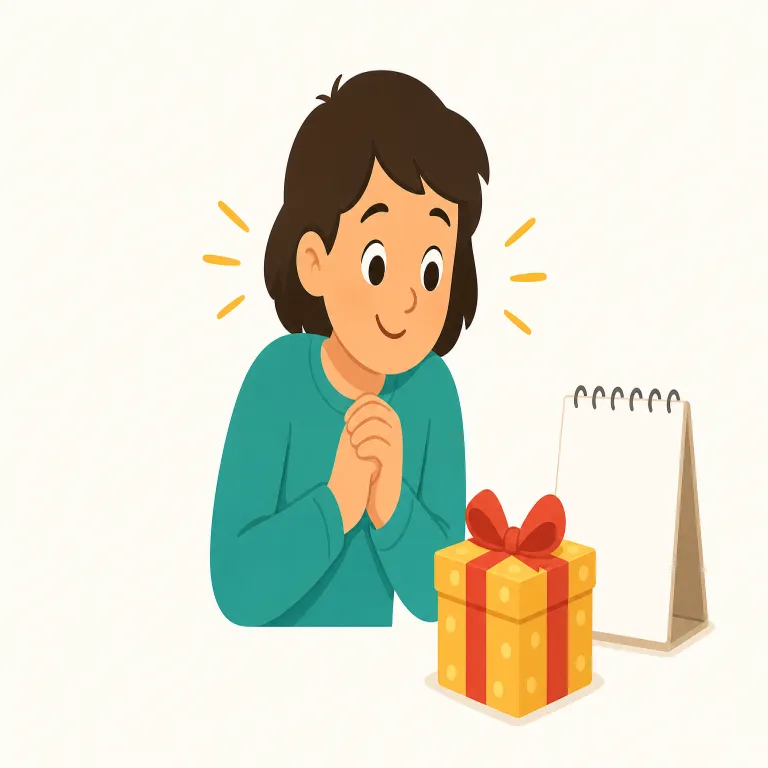 look forward to（楽しみにする・句動詞）の覚え方イラスト — look forward to は、「先の予定を前向きな気持ちで心待ちにする」と覚えます