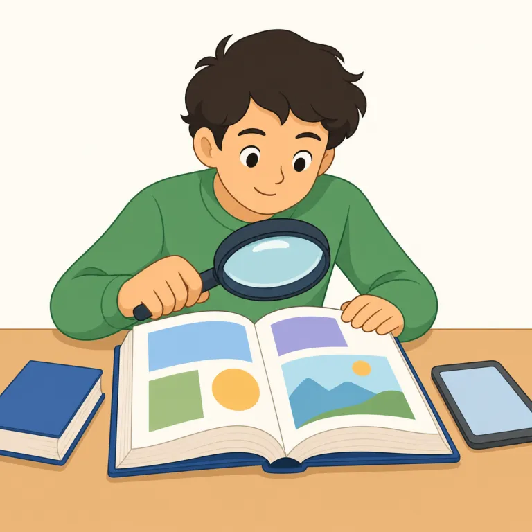 look up（調べる・句動詞）の覚え方イラスト — look up の「調べる」は、目で上を見る動作ではなく、辞書・サイト・名簿・予定表などに載っている情報を確認して取り出す意味です