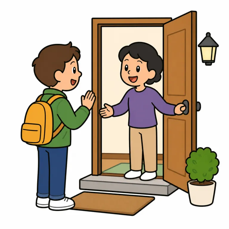 look up（訪ねる・phrasal_verb）の覚え方イラスト