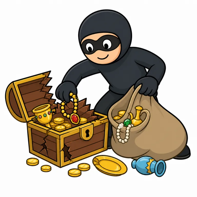 loot（略奪する・verb）の覚え方イラスト