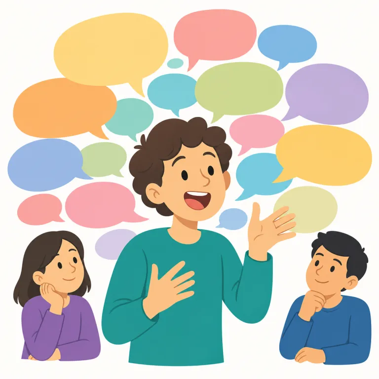 loquacious（おしゃべりな・形容詞）の覚え方イラスト — まずは easier な talkative / chatty と結びつけると覚えやすい語です