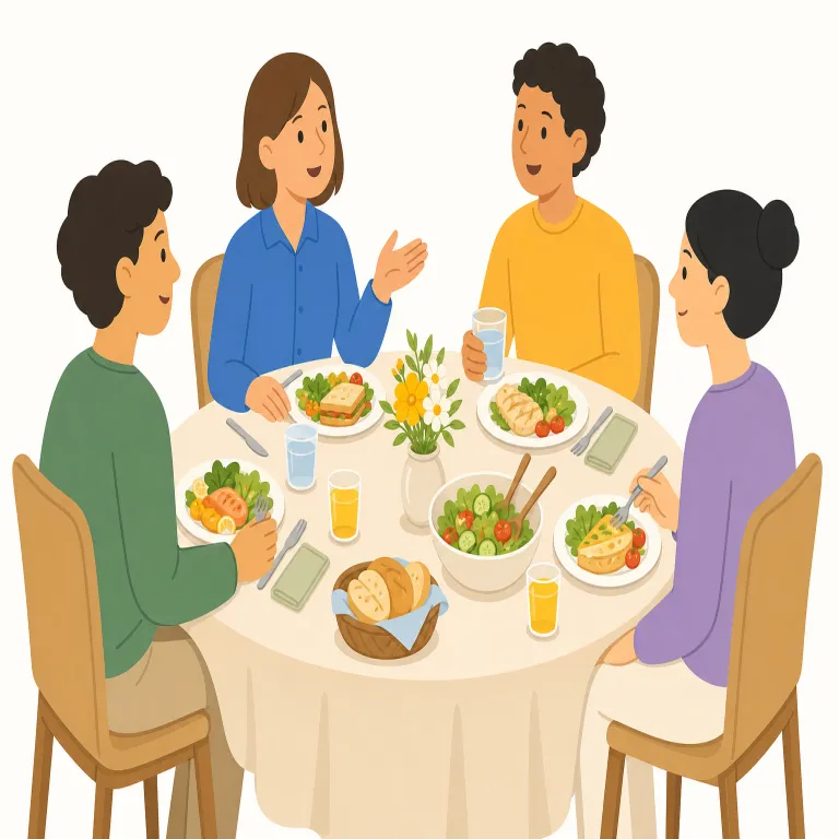 luncheon（昼食会・noun）の覚え方イラスト
