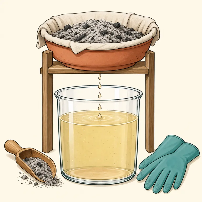 lye（苛性アルカリ液・名詞）の覚え方イラスト — lye は soap, drain cleaner, caustic と一緒に覚えると、単なる「液体」ではなく強いアルカリ性の薬品だと定着します