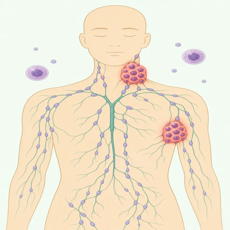 lymphoma（リンパ腫・名詞）の覚え方イラスト — lymphoma は lymph＋-oma で捉えると覚えやすい語です