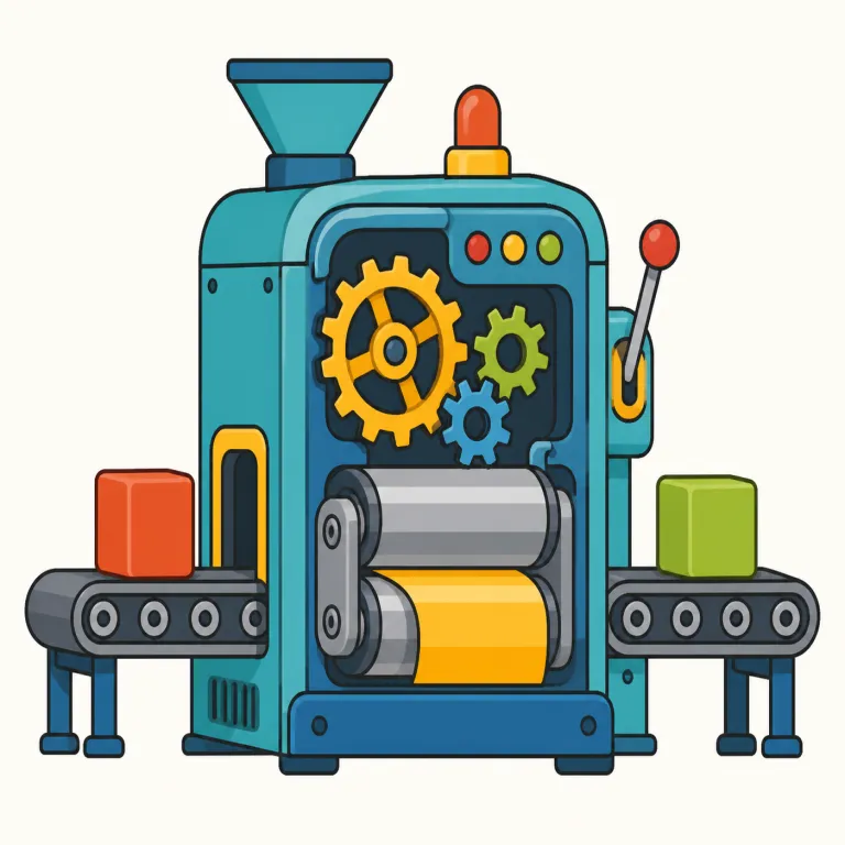 machine（機械・名詞）の覚え方イラスト — machine はまず「人の手作業を代わりに進める実物の装置」という芯で覚えるとぶれません