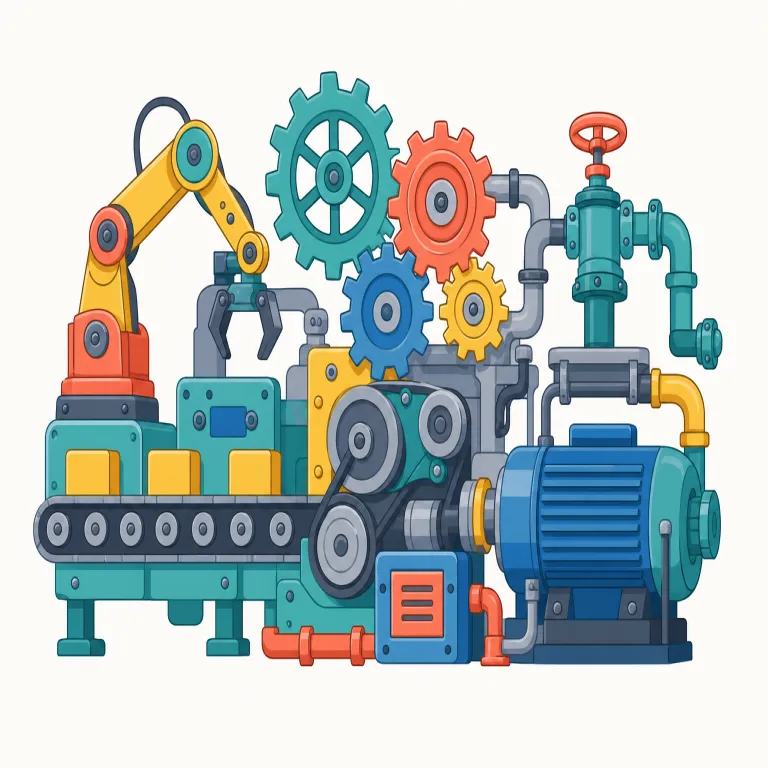 machinery（機械・名詞）の覚え方イラスト — machine から入ると覚えやすい語です