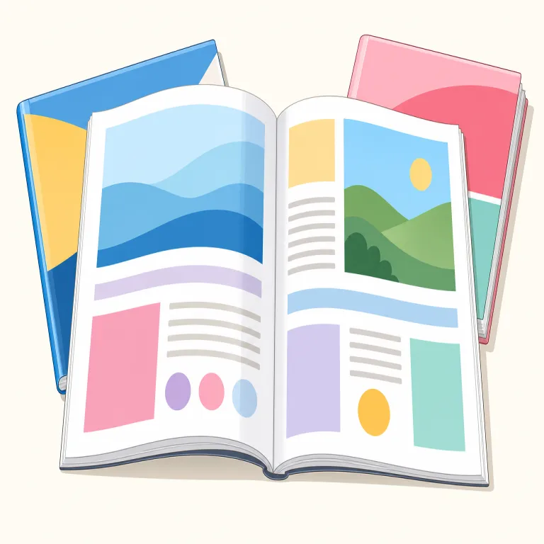 magazine（雑誌・名詞）の覚え方イラスト — magazine は、記事や写真を定期的にまとめて届ける「雑誌」を指します