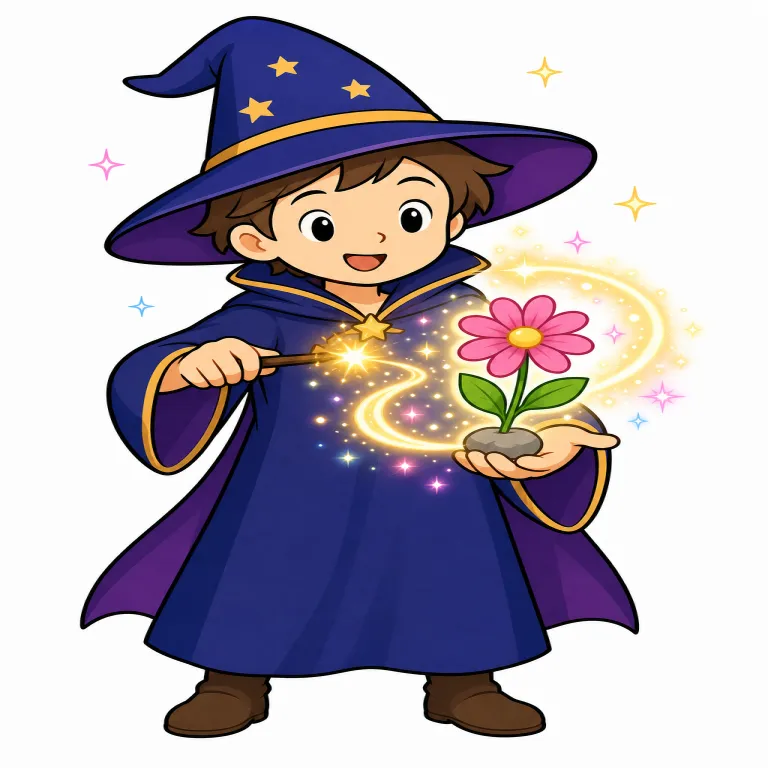 magician（魔法使い・noun）の覚え方イラスト