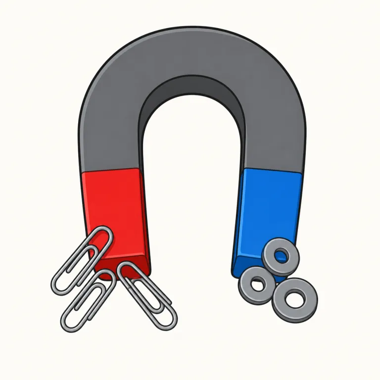 magnet（磁石・名詞）の覚え方イラスト — magnet は magnetic（磁気のある）, magnetism（磁力）と同じ核をもつ基本語で、この語群の中心だと押さえると覚えやすいです