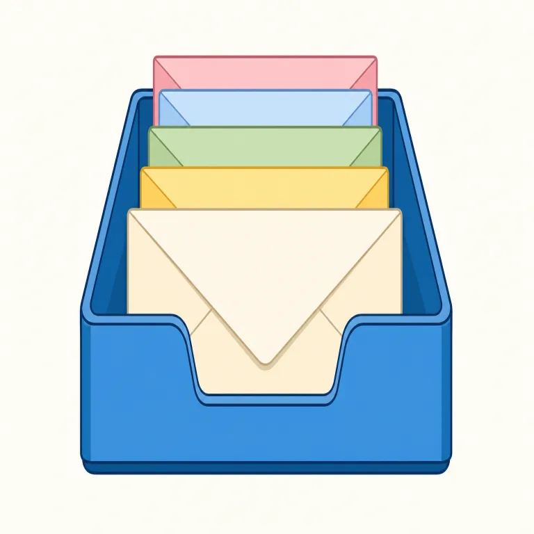 mailbox（郵便受け・名詞）の覚え方イラスト — mailbox は mail＋box なので、郵便物を受け取るための箱という具体的なイメージで覚えられます