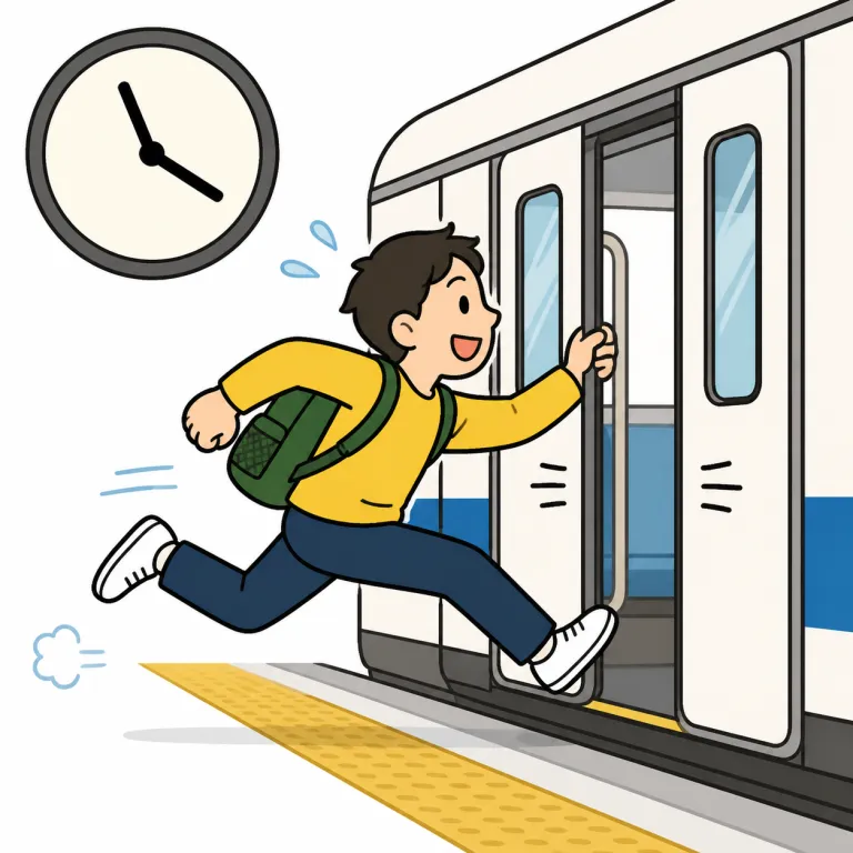 make it（間に合う・phrasal_verb）の覚え方イラスト