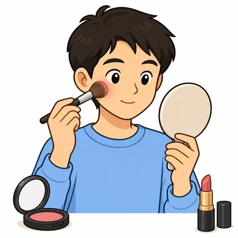 make up（化粧する・phrasal_verb）の覚え方イラスト