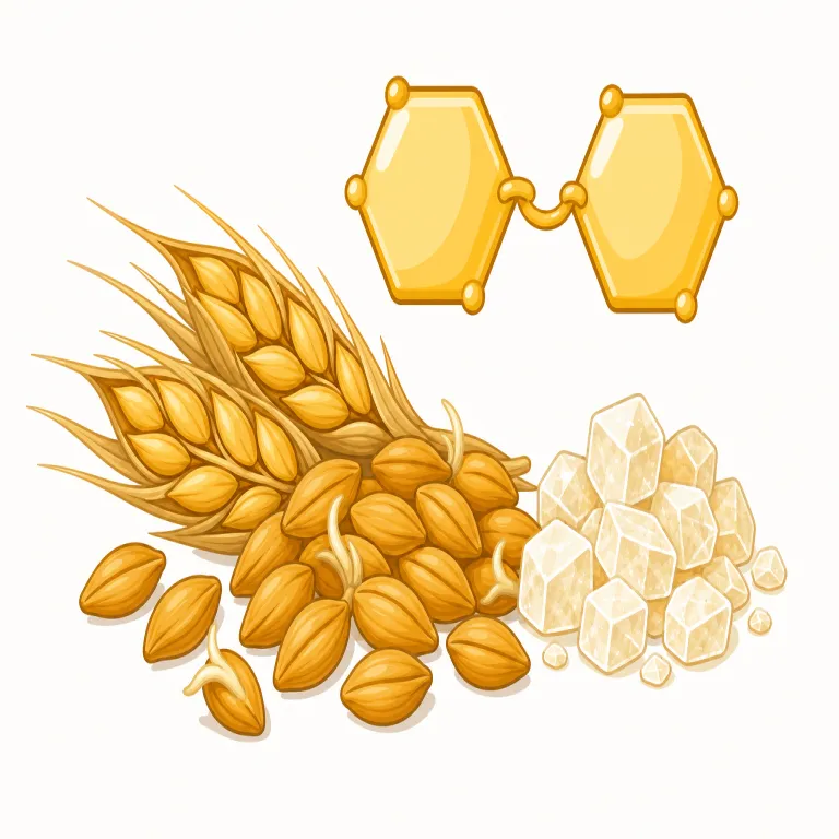 maltose（麦芽糖・名詞）の覚え方イラスト — maltoseは、まず語尾の -ose を見たら glucose, lactose などと同じ「糖」の仲間だと押さえる