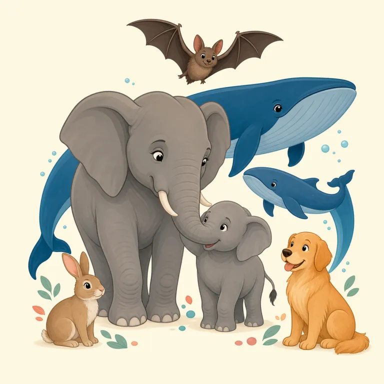 mammalian（哺乳類の・形容詞）の覚え方イラスト — mammal（哺乳類）が分かれば、その説明用の形容詞が mammalian