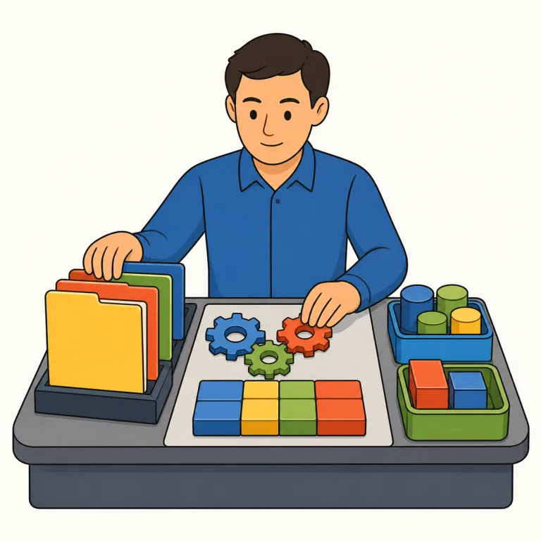 management（管理・名詞）の覚え方イラスト — management の「管理」は、人・時間・資源・作業などを整理し、計画どおりに進むよう調整する行為や仕組みを指します
