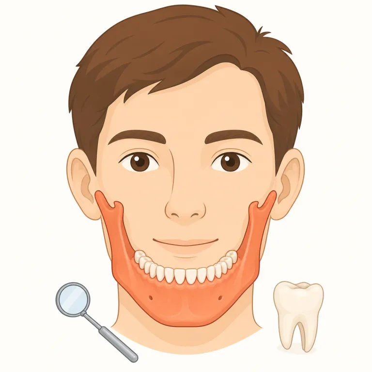 mandibular（下顎の・形容詞）の覚え方イラスト — まず名詞 mandible「下あご」を押さえると楽です