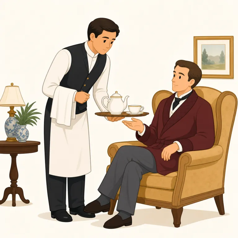 manservant（下僕・名詞）の覚え方イラスト — servant が「使用人」と分かれば、manservant はそのまま「男性の使用人」