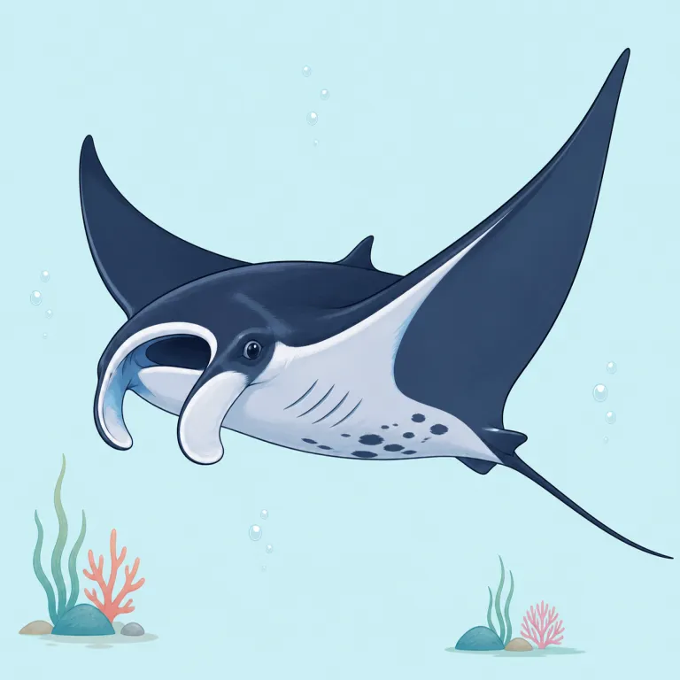 manta（オニイトマキエイ・名詞）の覚え方イラスト — manta は単独でも使われますが、まず manta ray という形で覚えると安定します