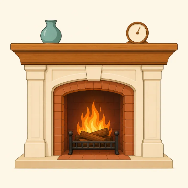 mantel（マントルピース・名詞）の覚え方イラスト — mantel は単独で覚えるより、まず mantelpiece という形で「暖炉まわりの棚」とセットで覚えると残りやすい語です