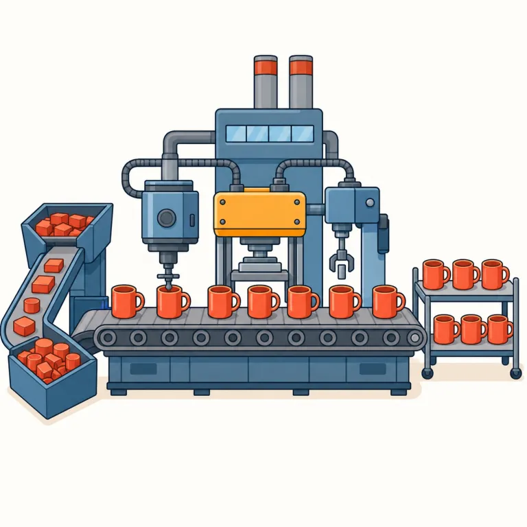 manufacture（製造する・動詞）の覚え方イラスト — 動詞では「誰が何を製造するか」に注目すると覚えやすいです